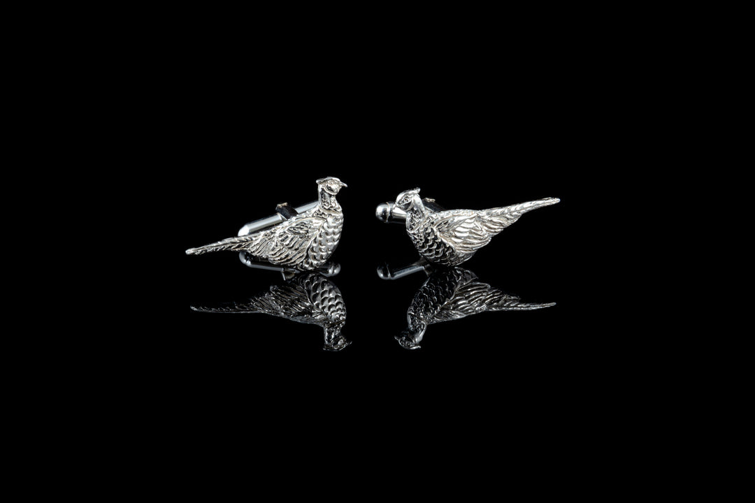 Silver Pheasant Cufflinks J.B. Gaynan Son Ltd
